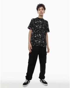 Чёрная футболка с абстрактным принтом для мальчика Gloria jeans