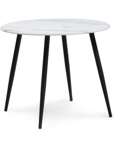 Деревянный стол Абилин 90х76 мрамор белый/черный матовый 517037 (круглая столешница, 4 ножки) Notta