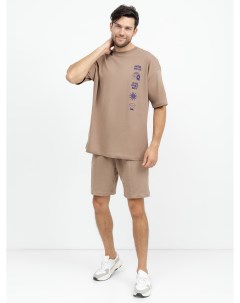 Свободные мужские шорты с вертикальными швами стрелками в коричневом цвете Mark formelle