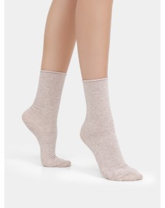Женские высокие носки без бортика в цвете бежевый меланж Mark formelle