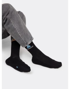 Высокие мужские носки черного с махровой стопой и забавной надписью Mark formelle