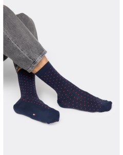 Высокие мужские носки темно синего цвета в мелкий красный горошек Mark formelle