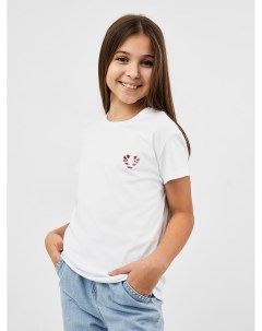 Белоснежная футболка с лаконичным принтом для девочек Mark formelle