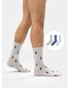 Набор мужских носков 3 шт разноцветные с рисунком в виде разных бутылочек Mark formelle