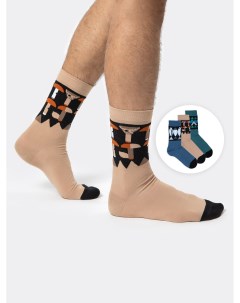 Набор мужских носков 3 шт в разных цветах с рисунком Mark formelle