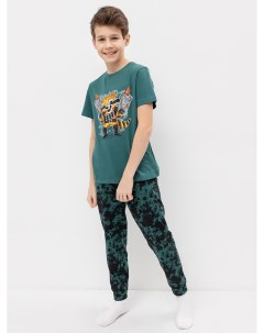Пижама для мальчиков футболка брюки в зеленом цвете с принтом Mark formelle