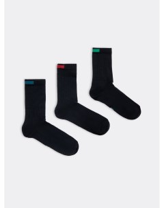 Высокие детские носки мультипак 3 пары черные с рисунком в виде прямоугольника на бортике Mark formelle