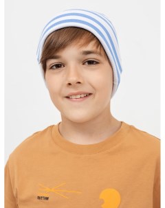Детская шапка из полотна в рубчик в оттенке в бело синюю полоску Mark formelle