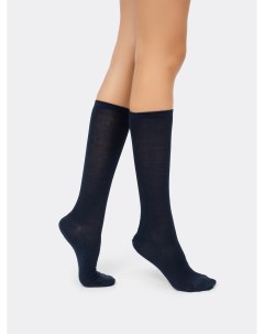 Завышенные женские носки из итальянской шерсти темно синего цвета Mark formelle