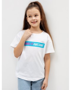 Хлопковая футболка для девочки в белом цвете с принтом Mark formelle