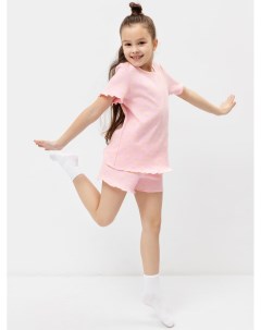 Пижама для девочек футболка шорты в розовом цвете с цветами Mark formelle