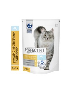 Корм для кошек Лосось для взрослых кошек с чувствительным пищеварением с лососем сух 650г Perfect fit