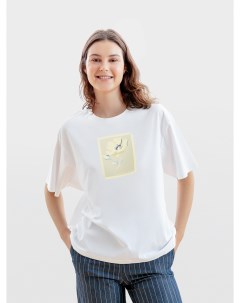 Белая прямая футболка с цветочным принтом Pompa