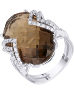 Кольцо с раухтопазом и бриллиантами из белого золота Джей ви