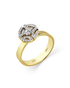 Кольцо с 33 бриллиантами из жёлтого золота Мастер бриллиант