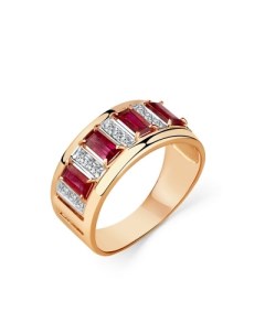 Кольцо с рубинами и бриллиантами из красного золота Мастер бриллиант
