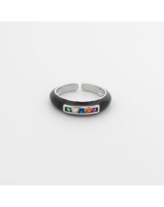 Чёрное круглое кольцо с кристаллами Dashkova.jewelry