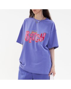 Фиолетовая футболка с принтом Bitch Минимо