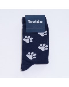 Синие носки с принтом Следы Tezido