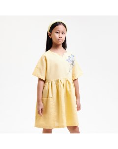 Жёлтое хлопковое платье с ирисами Hurma