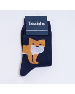 Синие носки с принтом Лис Tezido