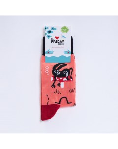Коралловые носки с зайцем Friday socks