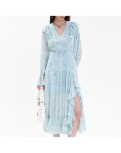 Голубое платье с цветочным принтом Toptop