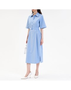 Голубое платье рубашка с поясом Beexist