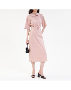 Розовое платье рубашка с поясом Beexist