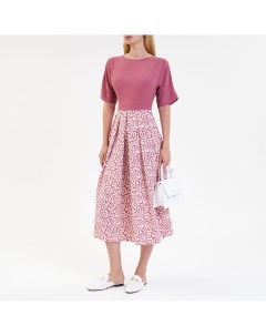Розовое платье с принтованной юбкой Galla collection