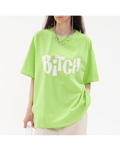 Лаймовая футболка с принтом Bitch Минимо
