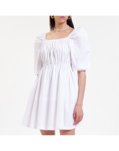 Белое платье мини с рукавами буф Fligel