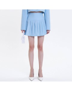 Голубая юбка со складками и кокеткой Toptop