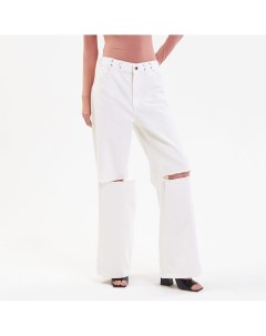 Белые джинсы с разрезами на коленях Toptop