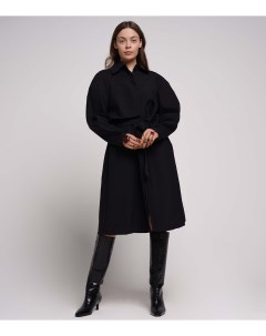 Чёрное пальто с кокеткой Jnby