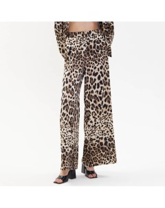 Коричневые леопардовые брюки палаццо Lulight