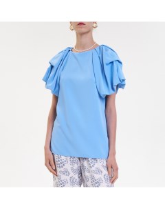 Голубая блузка с фантазийным рукавом Galla collection