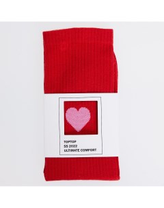 Красные носки с узором сердце Toptop