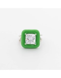 Зелёное квадратное кольцо с кристаллом Dashkova.jewelry