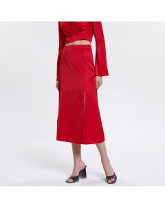 Красная атласная юбка миди Mollis