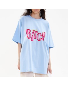 Голубая футболка с принтом Bitch Минимо