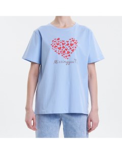 Голубая футболка с принтом сердце One week