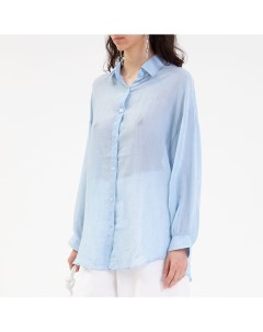 Голубая рубашка из жатой ткани One two one