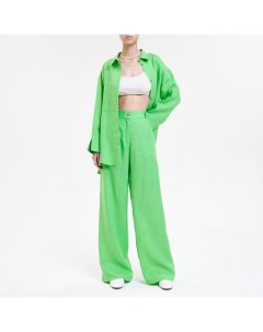 Зелёный базовый костюм из льна Tis