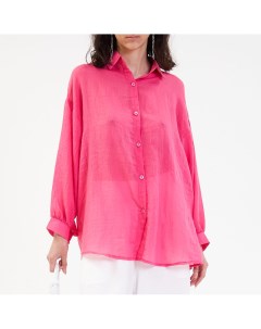 Розовая рубашка из жатой ткани One two one