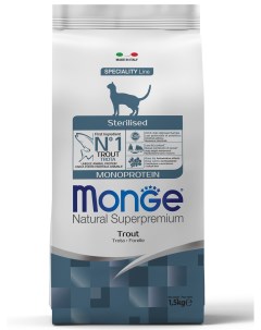 Cat Monoprotein Sterilised Trout корм для стерилизованных кошек Форель 1 5 кг Monge