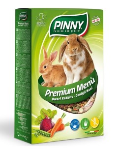 Premium Menu полнорационный корм для карликовых кроликов Морковь горох и свекла 800 г Pinny