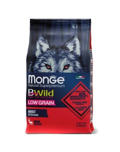 Bwild Dog Low Grain низкозерновой корм из мяса оленя для взрослых собак всех пород Оленина 2 5 кг Monge