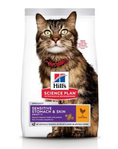 Science Plan Sensitive Stomach Skin сухой корм для кошек для здоровья кожи и пищеварения Курица 300  Hill`s