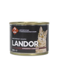 Полнорационный консервированный влажный корм для стерилизованных кошек Куропатка и клюква 200 г Landor